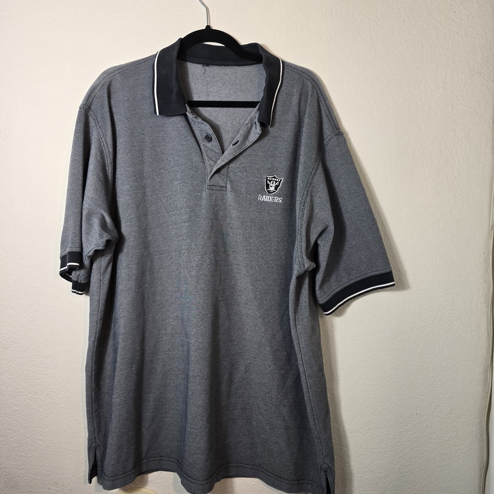 Vintage Oakland Raiders 3 Button Embroidered  Polo Shirt Size 2XL
